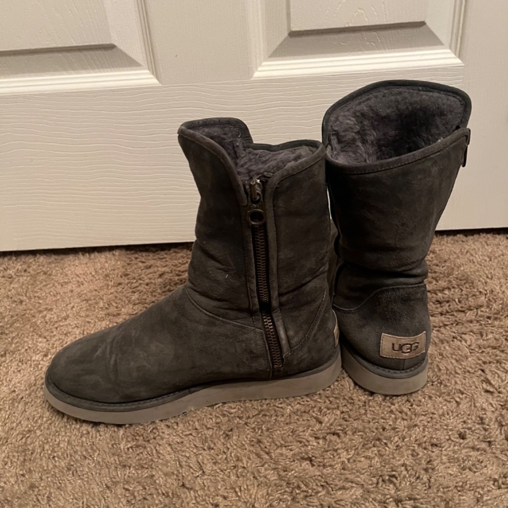 Ugg Grey Side Zip Boot - Size 7 - image 2